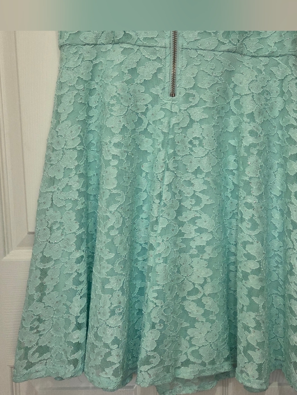 Speechless Mint Green Lace & Glitter Formal/ Prom Fit & Flare  Dress Size 11 - Picture 6 of 7